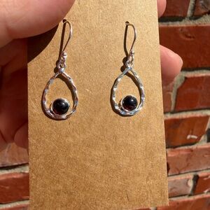 Sterling Silver Teardrop Earrings with Garnet